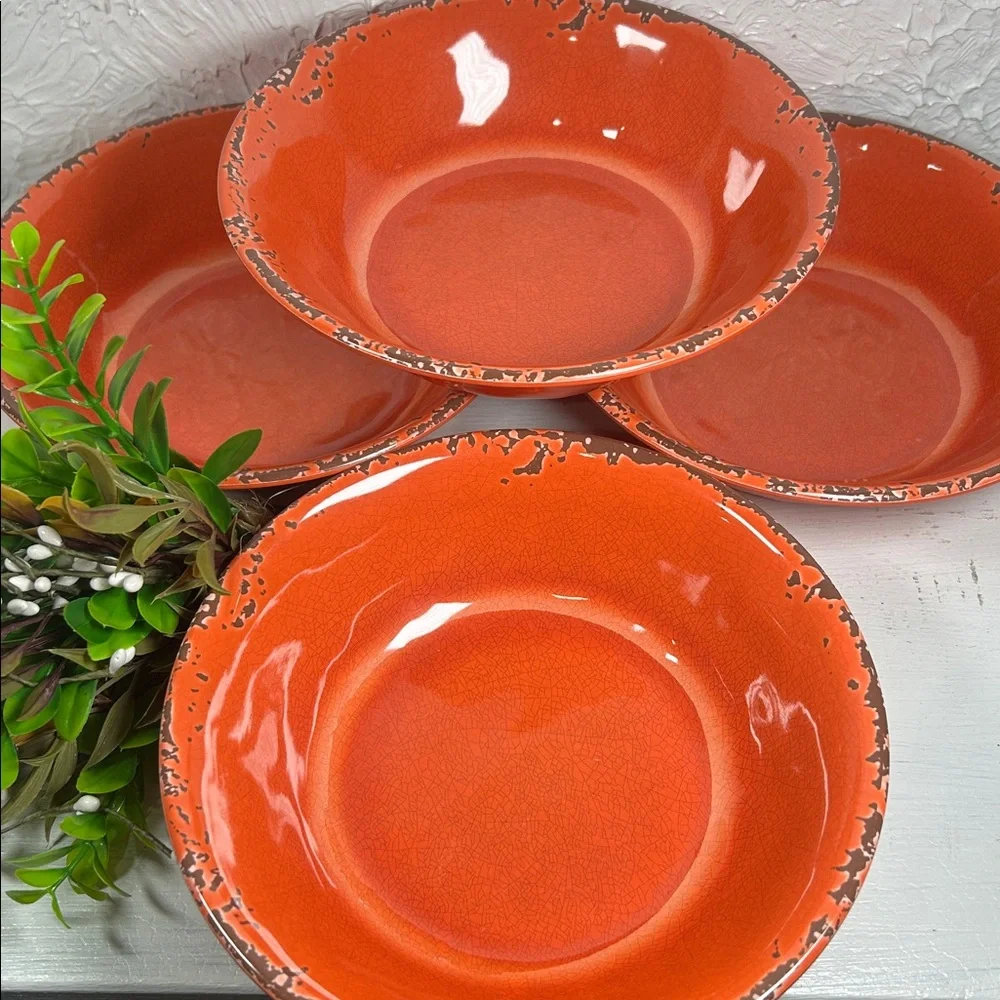 Gianna’s Home Bowls Melamine Rustic Orange Set Farmhouse Distressed Orange Bowls